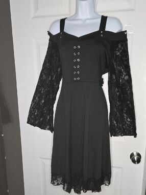 Black Lace Sleeve Gothic Dress XXL